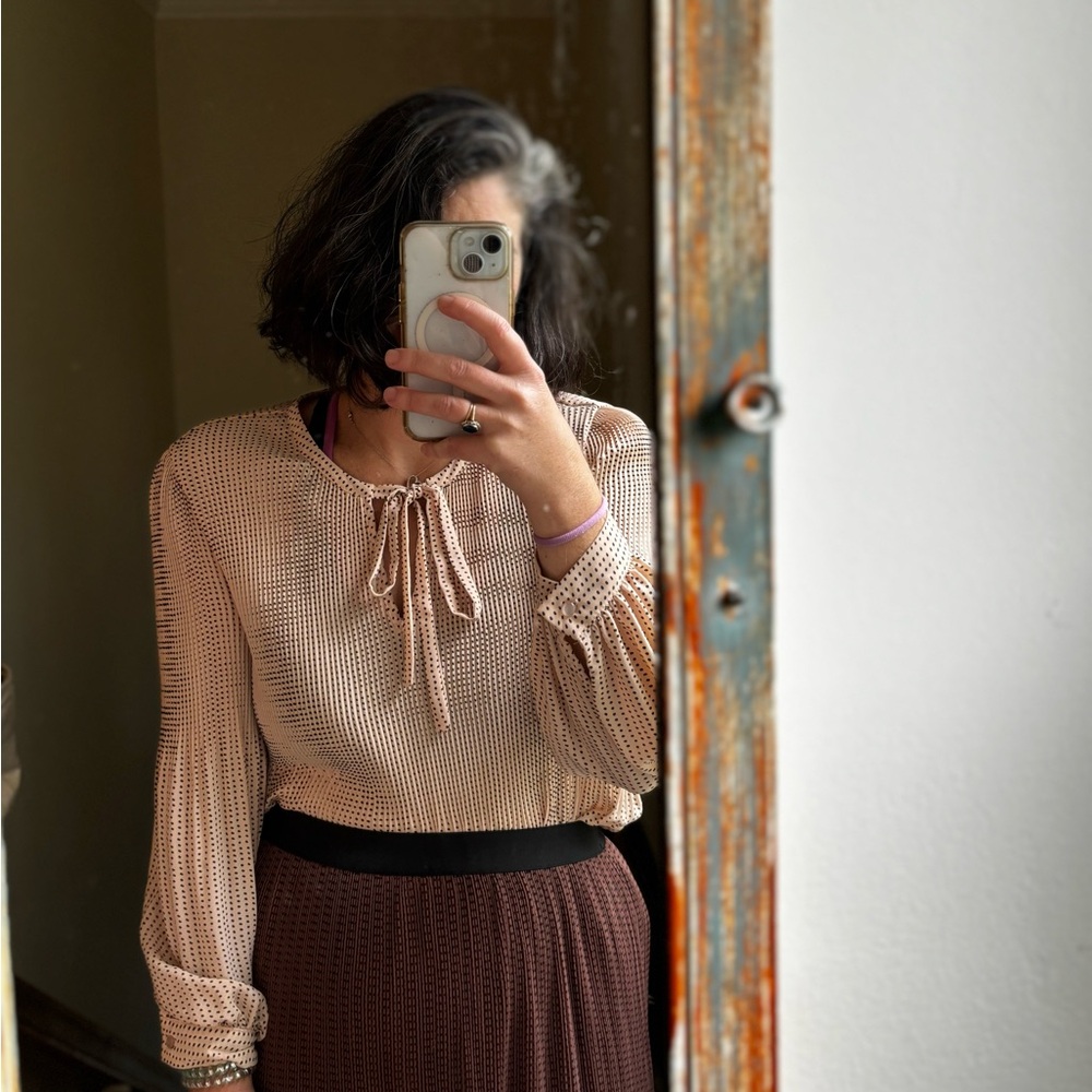 Adrianna papell Women's Cream Blouse and brown skirt